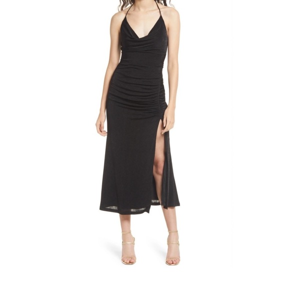 MISHA Collection Levon Halter Midi Dress Black Size 12 NWT - Picture 1 of 6